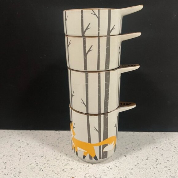 KITSCH’N GLAM Stackable Fox Birch Trees Themed Measuring Cups Set of 4 - Picture 11 of 15